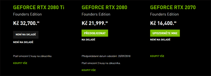 GeForce RTX 20XX předprodej
