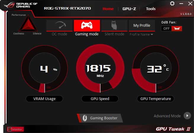 Asus Strix RTX 2070 O8G Gaming GPU Tweak simple mode