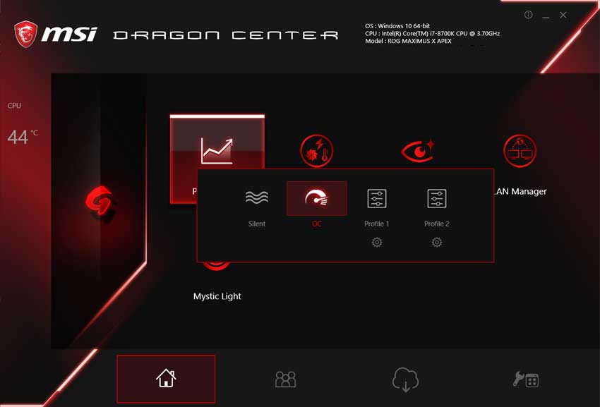 msi dragon center monitor