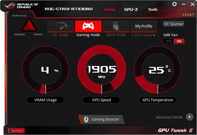 Asus STRIX RTX 3080 O10G Gaming GPU Tweak simple mode