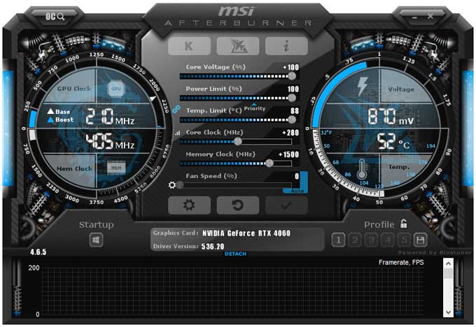 Gainward RTX 4060 GHOST 8G; přetaktování