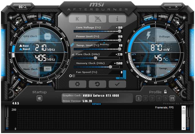 MSI RTX 4060 VENTUS 2X BLACK 8G OC; přetaktování