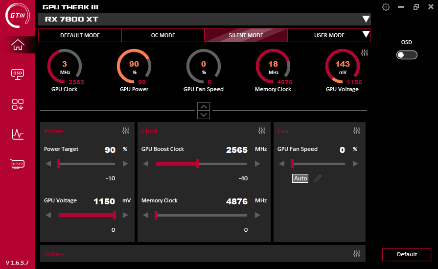 GPU Tweak III; Silent mode