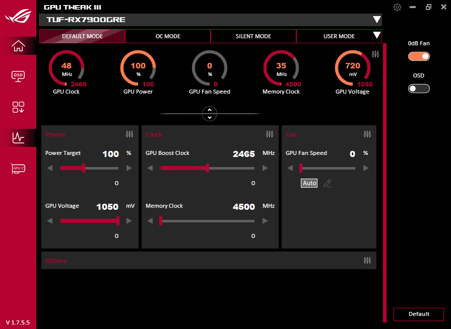 GPU Tweak III; Default mode