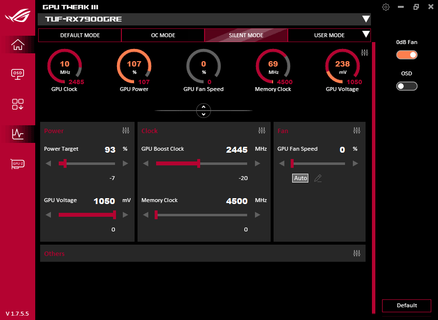 GPU Tweak III; Silent mode