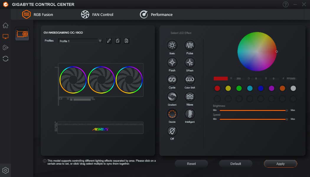 Gigabyte Control Center; RGB Fusion