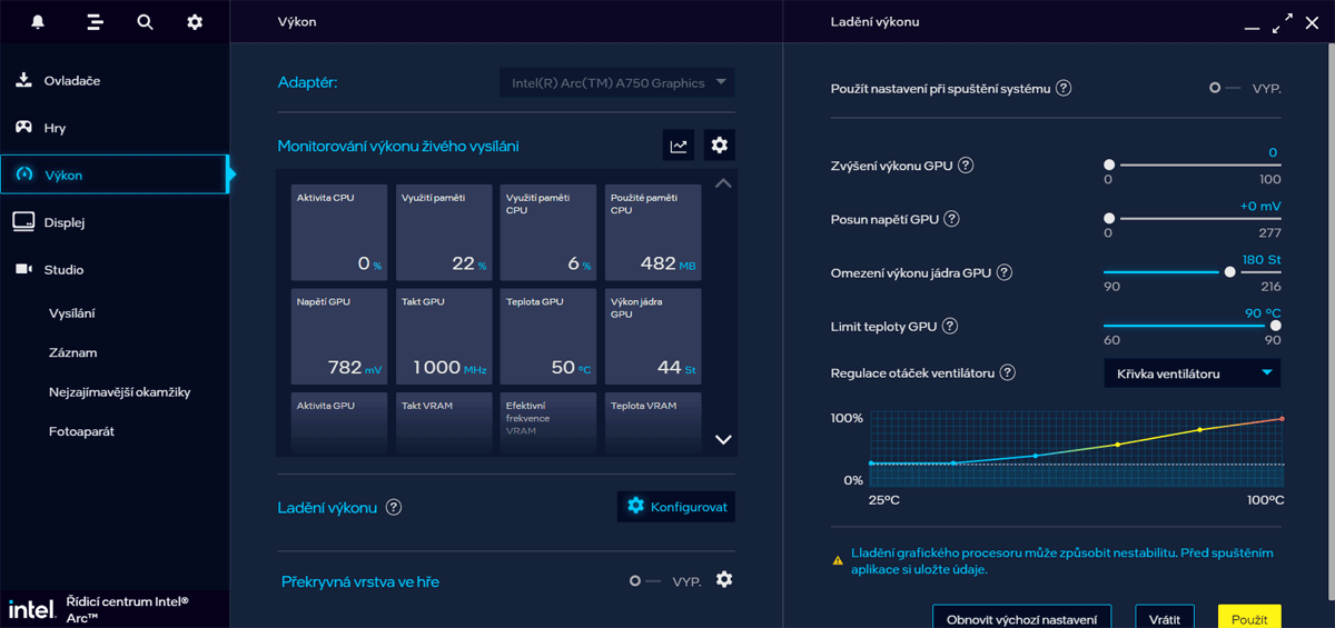 Intel Arc Control; Performance