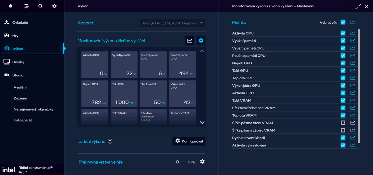 Intel Arc Control; Monitoring