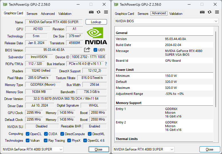 Inno3D RTX 4080 SUPER X3 16G GPUZ