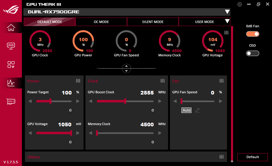 GPU Tweak III; Default mode