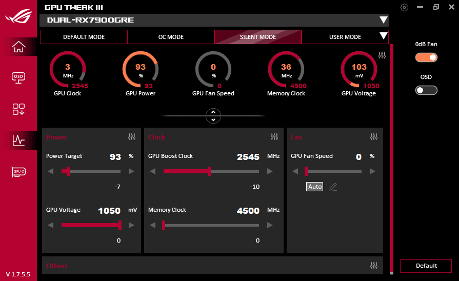 GPU Tweak III; Silent mode