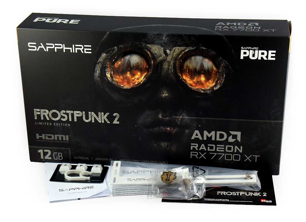 Sapphire PURE RX 7700 XT 12G Frostpunk 2 Edition; balení