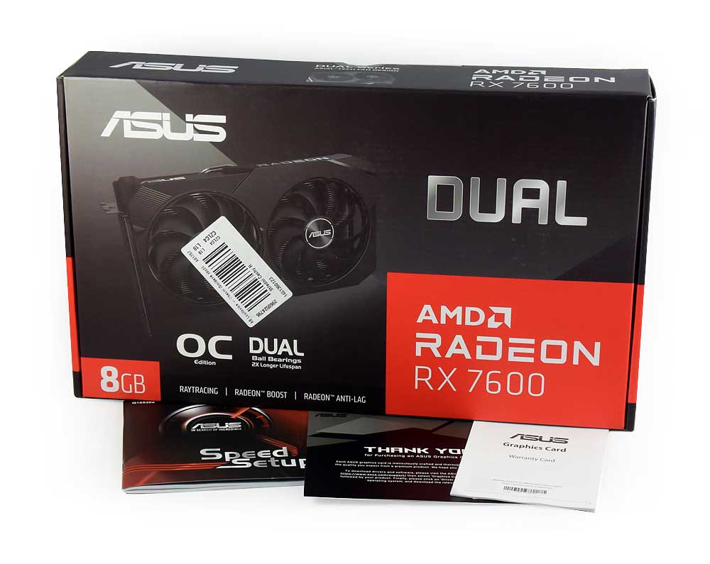 Asus DUAL RX 7600 O8G V2; balení