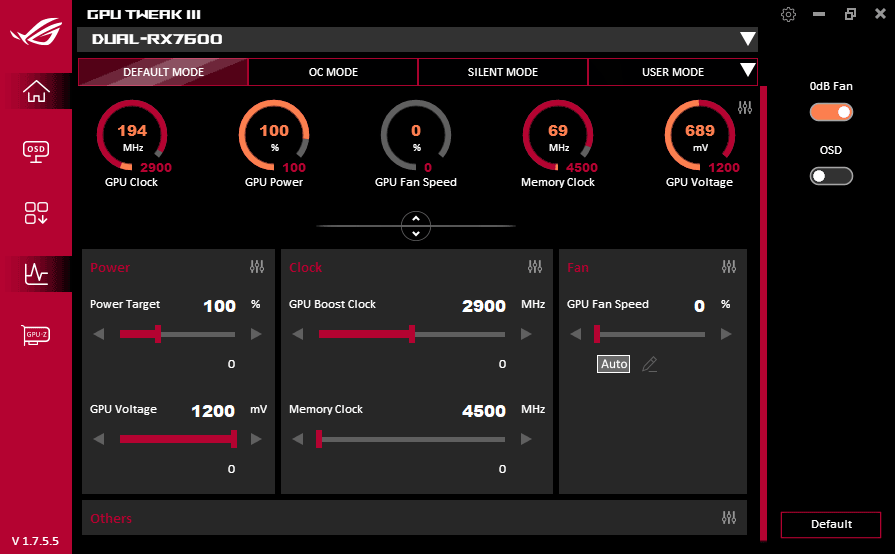 GPU Tweak III; Default mode