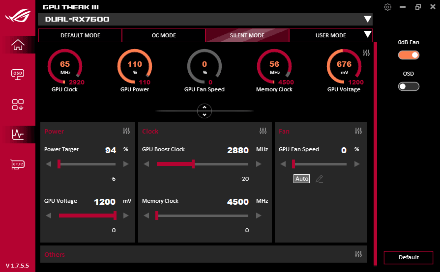 GPU Tweak III; Silent mode