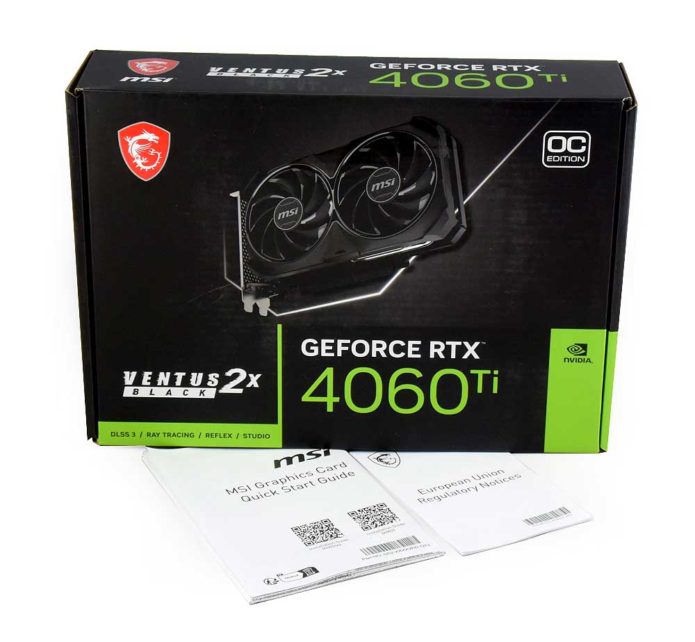 MSI RTX 4060 Ti VENTUS 2X BLACK 16G OC; balení