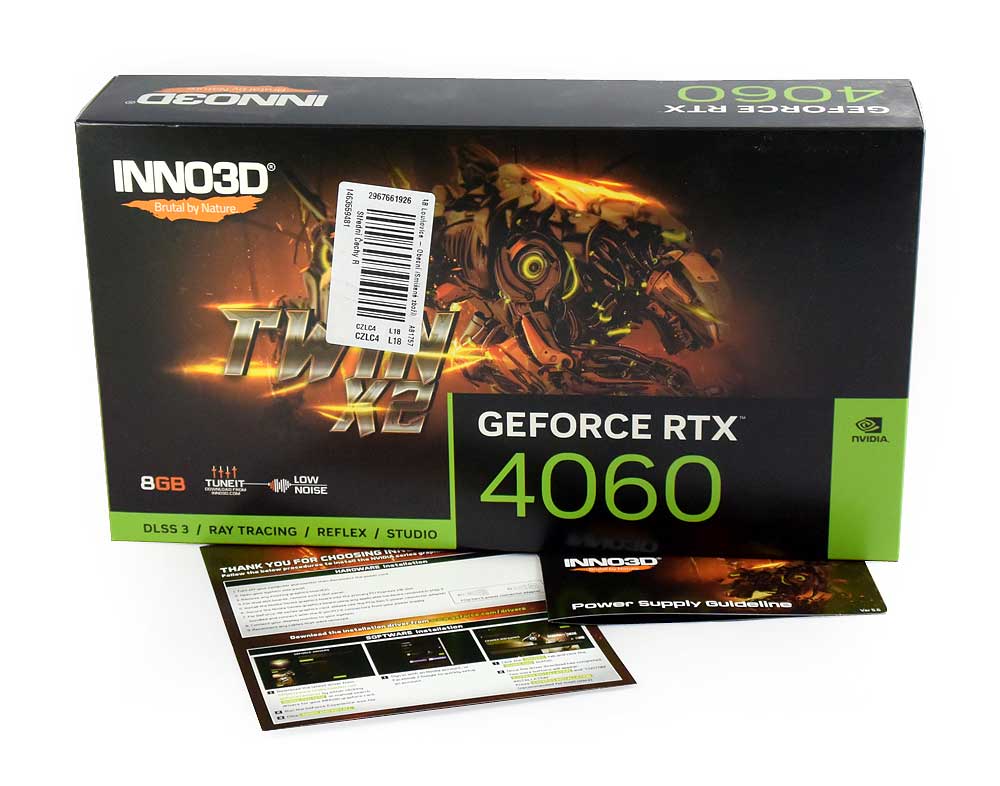 Inno3D RTX 4060 TWIN X2 8G; balení