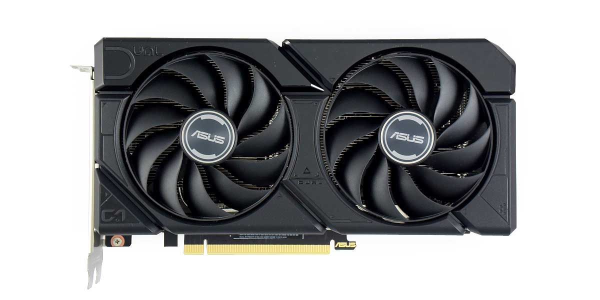 Asus DUAL RX 7600 XT O16G; čelní strana