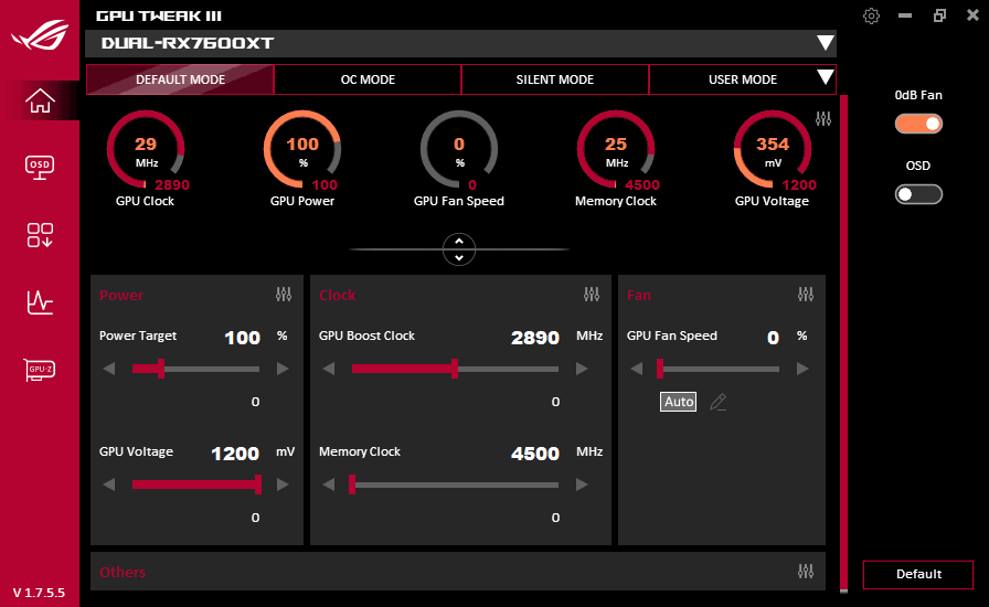 GPU Tweak III; Default mode