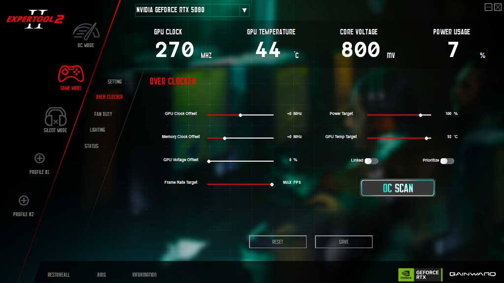 Gainward RTX 5080 PHOENIX GS 16G; ExperTool - OVERCLOCKER