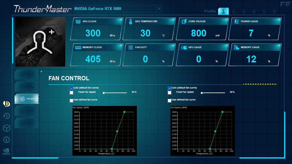 PALiT RTX 5080 GAMEROCK OC 16G; ThunderMaster - FAN CONTROL